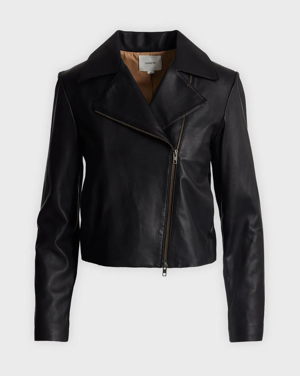 Vince   Classic Leather Zip Front Jacket 